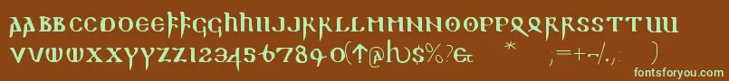 フォントReadablegothic – 緑色の文字が茶色の背景にあります。