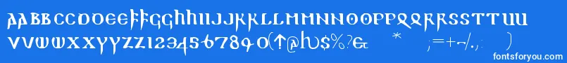 Readablegothic-Schriftart – Weiße Schriften auf blauem Hintergrund