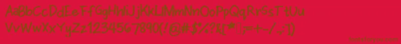 Cjfont1-Schriftart – Braune Schriften auf rotem Hintergrund