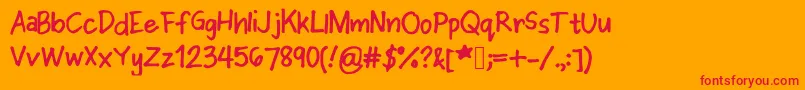 Czcionka Cjfont1 – czerwone czcionki na pomarańczowym tle