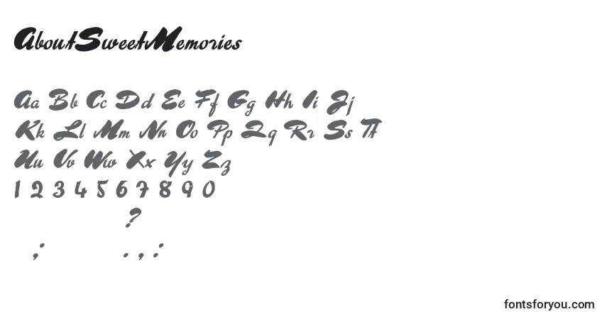 Czcionka AboutSweetMemories (87255) – alfabet, cyfry, specjalne znaki