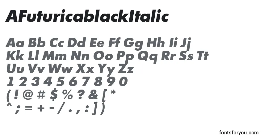 Шрифт AFuturicablackItalic – алфавит, цифры, специальные символы