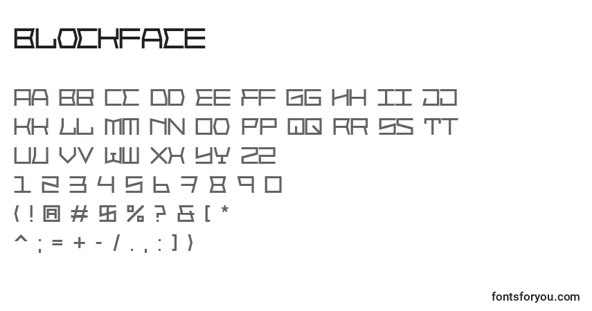 Schriftart Blockface – Alphabet, Zahlen, spezielle Symbole