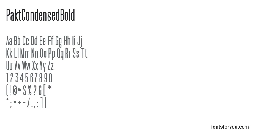 Шрифт PaktCondensedBold – алфавит, цифры, специальные символы