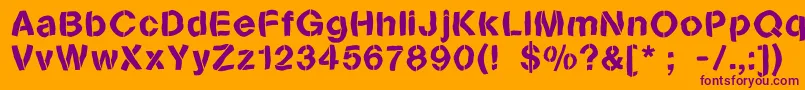 Sanstencilbend Font – Purple Fonts on Orange Background