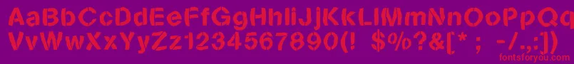 Sanstencilbend-Schriftart – Rote Schriften auf violettem Hintergrund