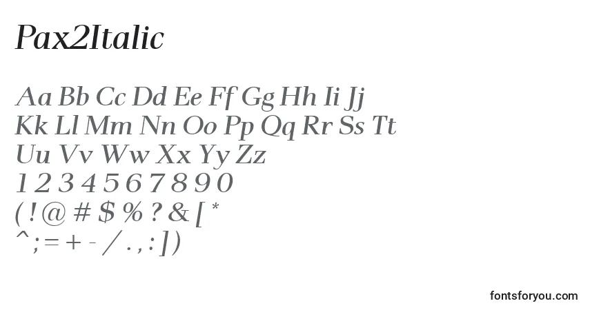 Pax2Italicフォント–アルファベット、数字、特殊文字