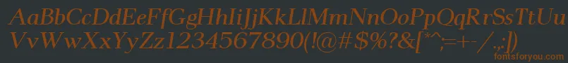 Pax2Italic-Schriftart – Braune Schriften auf schwarzem Hintergrund