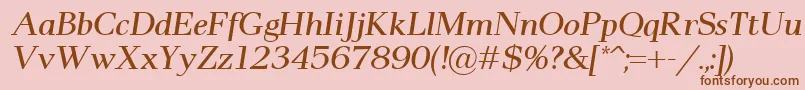 Fonte Pax2Italic – fontes marrons em um fundo rosa