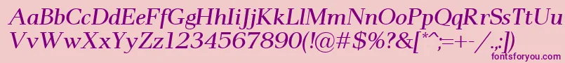 Pax2Italic-fontti – violetit fontit vaaleanpunaisella taustalla