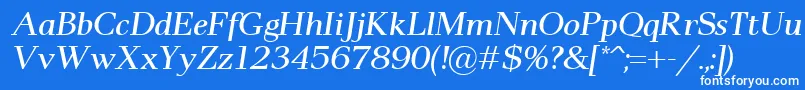 Czcionka Pax2Italic – białe czcionki na niebieskim tle