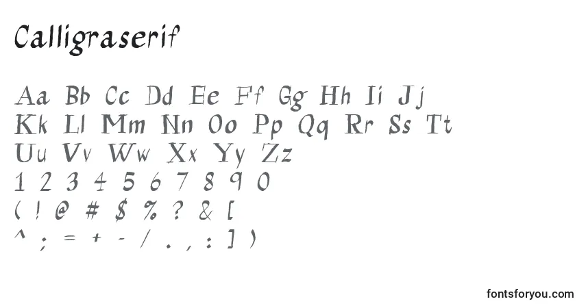 A fonte Calligraserif (87264) – alfabeto, números, caracteres especiais