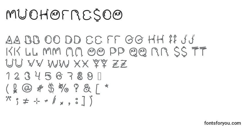 Schriftart Muchofresco – Alphabet, Zahlen, spezielle Symbole