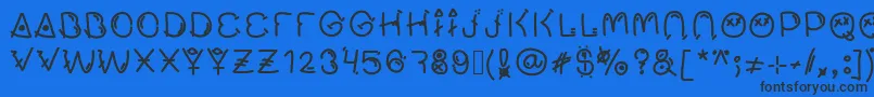 Muchofresco-Schriftart – Schwarze Schriften auf blauem Hintergrund