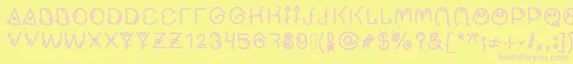 Muchofresco-fontti – vaaleanpunaiset fontit keltaisella taustalla