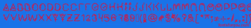 Muchofresco Font – Red Fonts on Blue Background