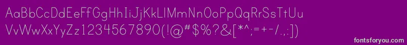 フォントPrintClearlyOt – 紫の背景に緑のフォント
