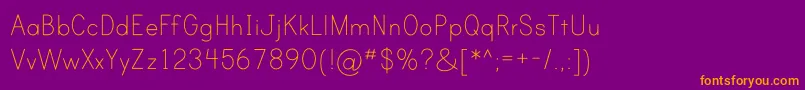 PrintClearlyOt-fontti – oranssit fontit violetilla taustalla