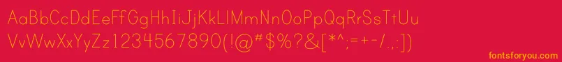 フォントPrintClearlyOt – 赤い背景にオレンジの文字