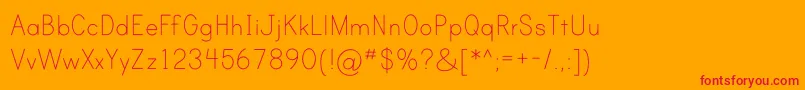 PrintClearlyOt-fontti – punaiset fontit oranssilla taustalla