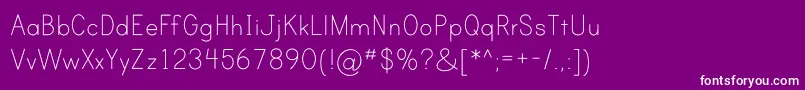 PrintClearlyOt-fontti – valkoiset fontit violetilla taustalla