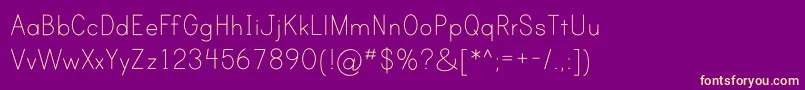 PrintClearlyOt-fontti – keltaiset fontit violetilla taustalla