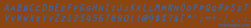 フォントOratorstdSlanted – 茶色の背景に青い文字