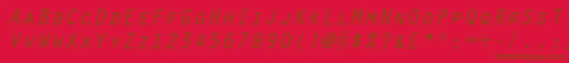 フォントOratorstdSlanted – 赤い背景に茶色の文字