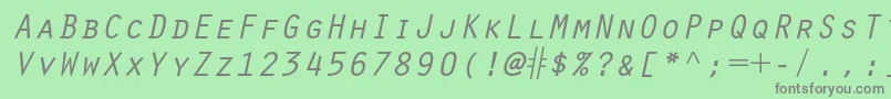 フォントOratorstdSlanted – 緑の背景に灰色の文字