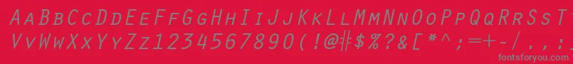 フォントOratorstdSlanted – 赤い背景に灰色の文字