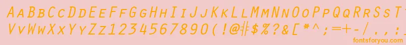 Police OratorstdSlanted – polices orange sur fond rose