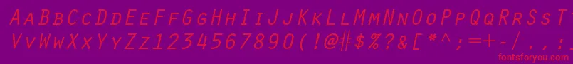 Fonte OratorstdSlanted – fontes vermelhas em um fundo violeta
