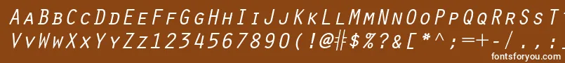 フォントOratorstdSlanted – 茶色の背景に白い文字