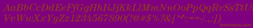 CenturynovaBookitalic-Schriftart – Braune Schriften auf violettem Hintergrund