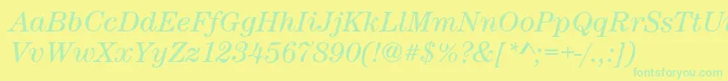 CenturynovaBookitalic Font – Green Fonts on Yellow Background