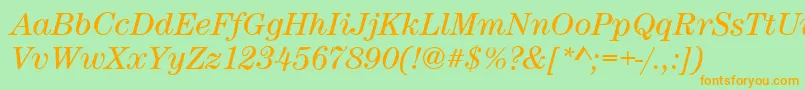 CenturynovaBookitalic Font – Orange Fonts on Green Background