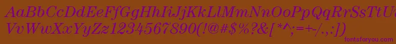 CenturynovaBookitalic Font – Purple Fonts on Brown Background