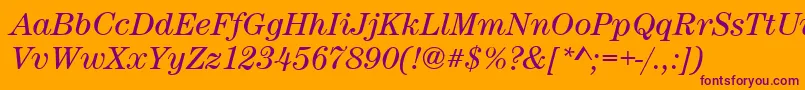 CenturynovaBookitalic Font – Purple Fonts on Orange Background