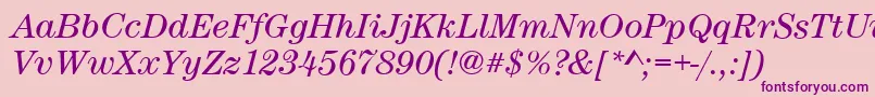 CenturynovaBookitalic-Schriftart – Violette Schriften auf rosa Hintergrund