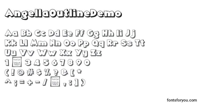 Шрифт AngellaOutlineDemo – алфавит, цифры, специальные символы