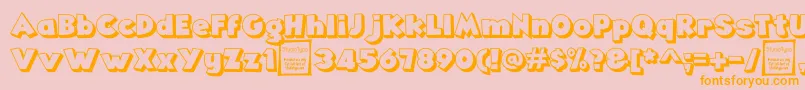 AngellaOutlineDemo-Schriftart – Orangefarbene Schriften auf rosa Hintergrund