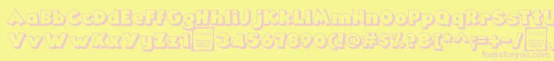 Czcionka AngellaOutlineDemo – różowe czcionki na żółtym tle
