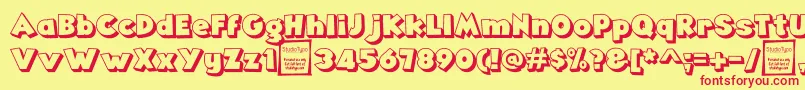 AngellaOutlineDemo Font – Red Fonts on Yellow Background