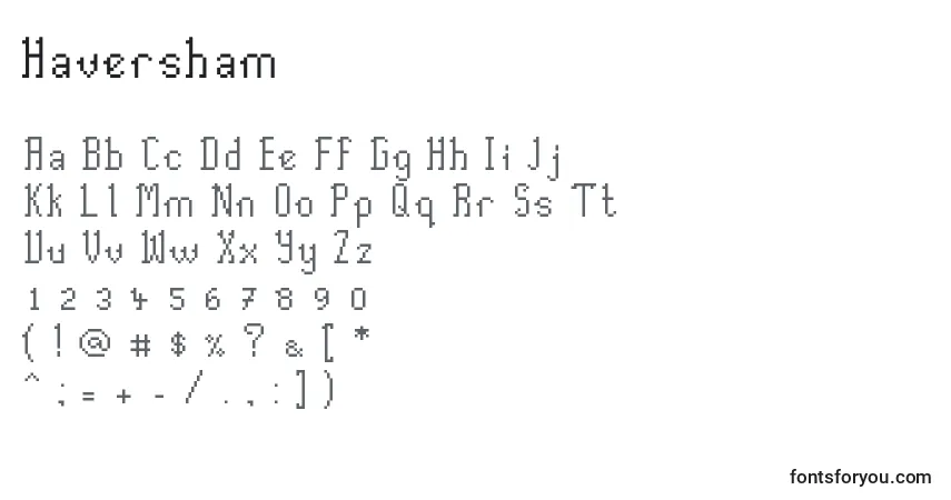 Schriftart Haversham – Alphabet, Zahlen, spezielle Symbole