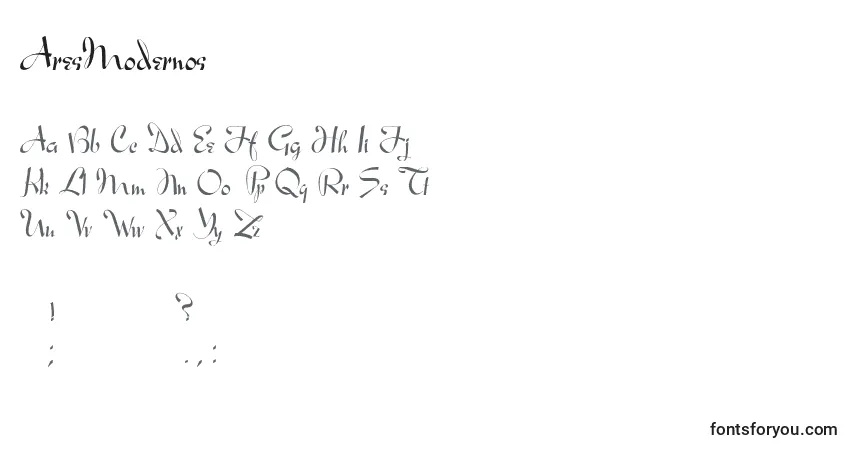 Schriftart AresModernos – Alphabet, Zahlen, spezielle Symbole