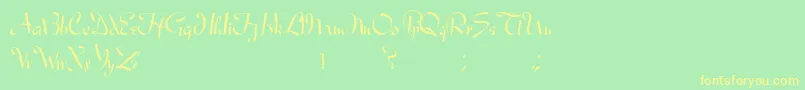 フォントAresModernos – 黄色の文字が緑の背景にあります
