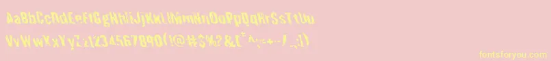 Quarrystoneleft-Schriftart – Gelbe Schriften auf rosa Hintergrund