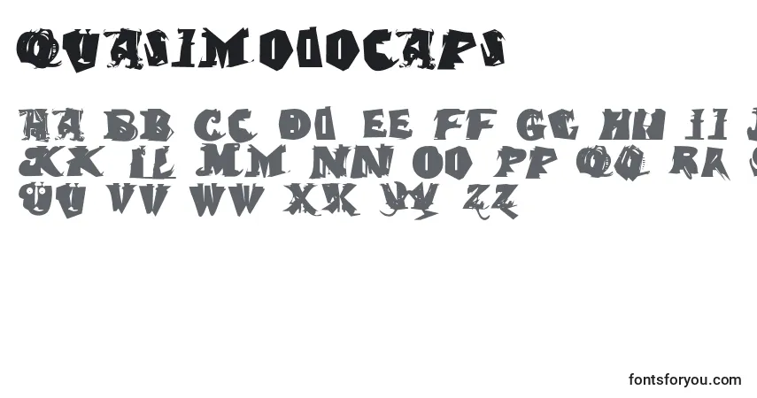 Schriftart Quasimodocaps – Alphabet, Zahlen, spezielle Symbole