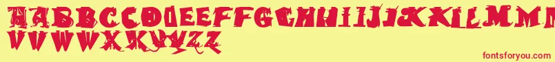 Quasimodocaps Font – Red Fonts on Yellow Background