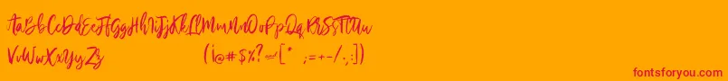 フォントSilvercharm – オレンジの背景に赤い文字